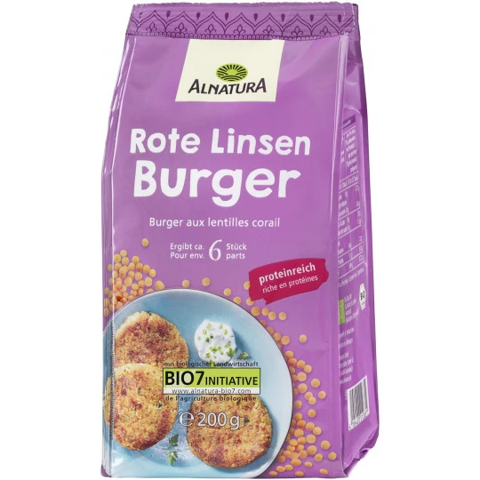 Alnatura Bio Rote Linsen Burger 200G 3 Alnatura Bio Rote Linsen Burger 200G