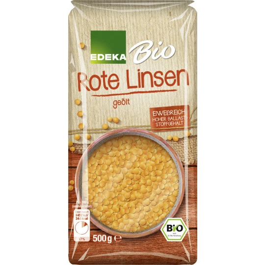 EDEKA Bio Rote Linsen Geölt 500G 3 EDEKA Bio Rote Linsen Geölt 500G