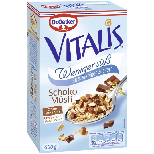 Dr. Oetker Vitalis Schoko Müsli Weniger Süß 600G 3 Dr. Oetker Vitalis Schoko Müsli Weniger Süß 600G