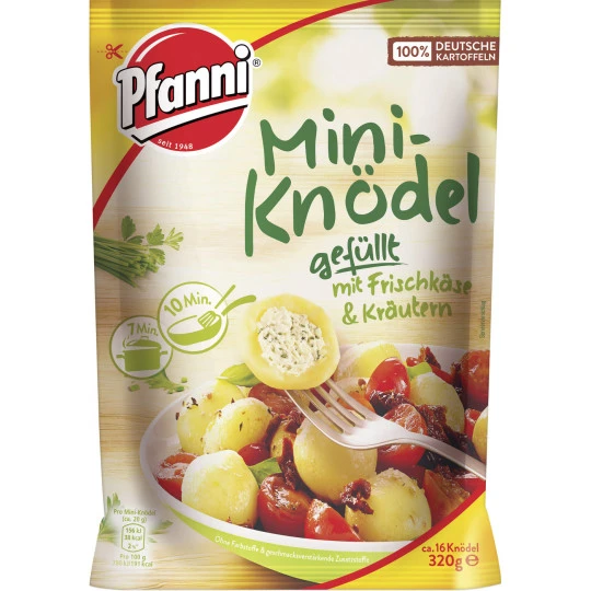 Pfanni Mini-Knödel Gefüllt Mit Frischkäse Und Kräutern 320G 3 Pfanni Mini-Knödel Gefüllt Mit Frischkäse Und Kräutern 320G