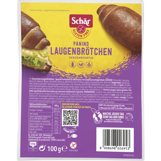 Schär Panino Laugenbrötchen 100G 3 Schär Panino Laugenbrötchen 100G